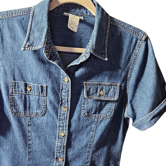 Jones New York Sport Denim Short-Sleeve Button-Down Shirt Dress - Picture 2 of 6